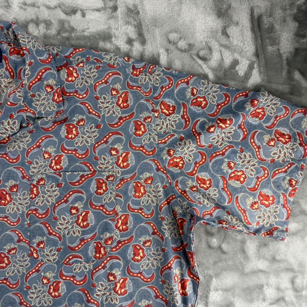 Vintage Polo Ralph Lauren Clayton Mens Blue Red Floral Paisley Cotton Camp 2XL - Picture 11 of 14